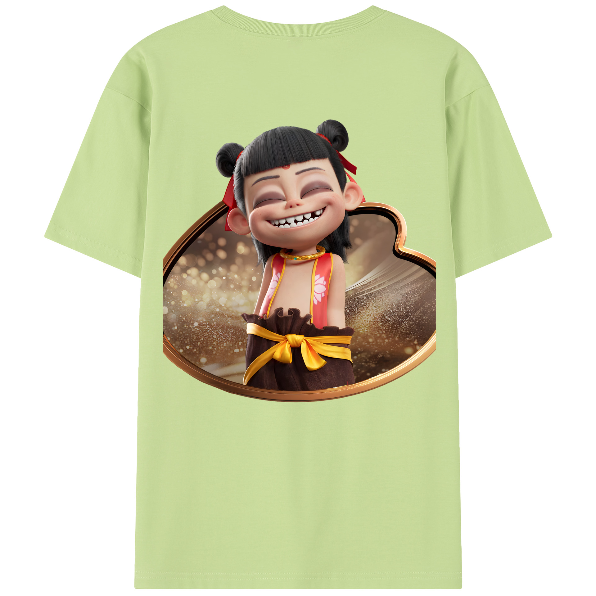 （画像用） Ne Zha 2 ナタ 魔童の大暴れ 綿100％半袖Tシャツ（背面プリント）
